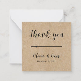 Rustic Pappra Bröllop Tack Anteckningskort