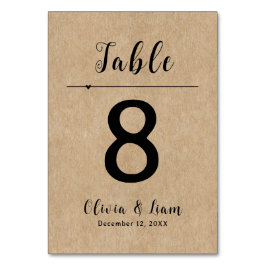 Rustic Papprare Bröllop Bordsnummer