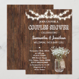 Rustic par babydusch land lada inbjudningar