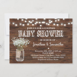 Rustic par babydusch land lada inbjudningar