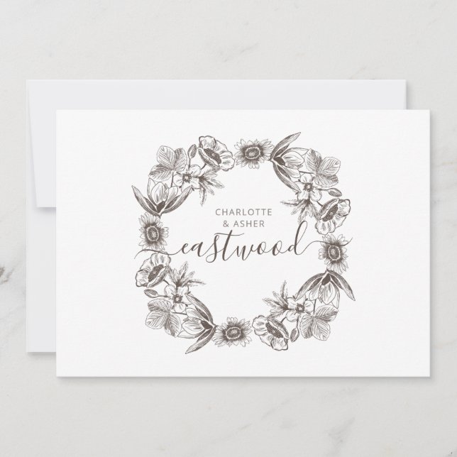 Rustic Par Bröllop Monogram Anteckningskort (Framsida)