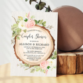 Rustic par-flickbabydusch, rosa blommigt inbjudningar