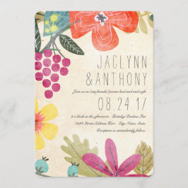 Rustic Paradise Watercolor Vineyard Bröllop Inbjudningar