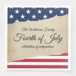 Rustic Parchment och American Flagga Fjärde juli Pappersservett
