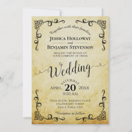 Rustic Parchment Vintage Calligraphy Bröllop Inbjudningar