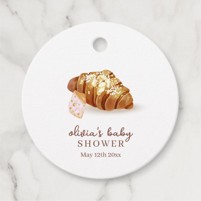 Rustic Paris Bakery Pastry Croissant Baby Shower Gåvor Etiketter (Framsida)
