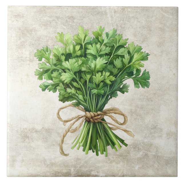 Rustic Parsley Faux Ceramic Tile Kakelplatta (Framsidan)