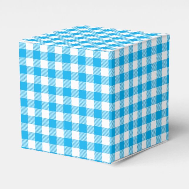 Rustic Party Blue Play Gingham Landsbyggsbröllop Presentaskar (Framsidan Sidan)