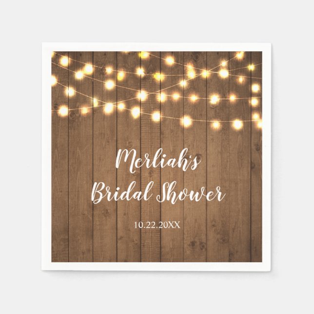 Rustic Party Ljus Faux Wood Firande Pappersservett (Framsidan)