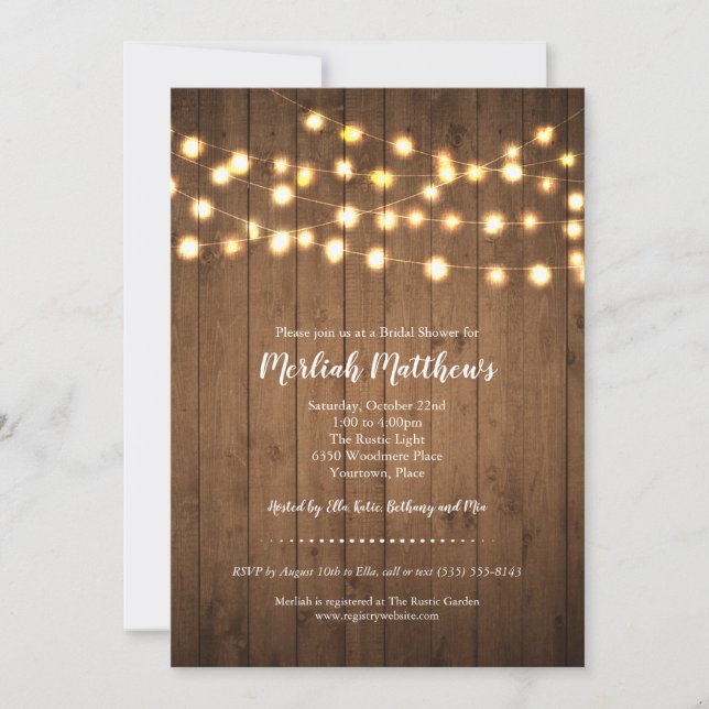Rustic Party Ljus Faux Wood Möhippa Inbjudningar (Framsida)