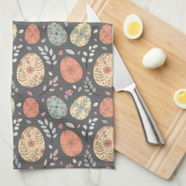 Rustic Påsk Kitchen Towel - Mörk Pastel Egg Kökshandduk
