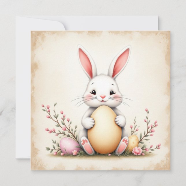 Rustic Påskhare och ägg Julkort (Framsida)