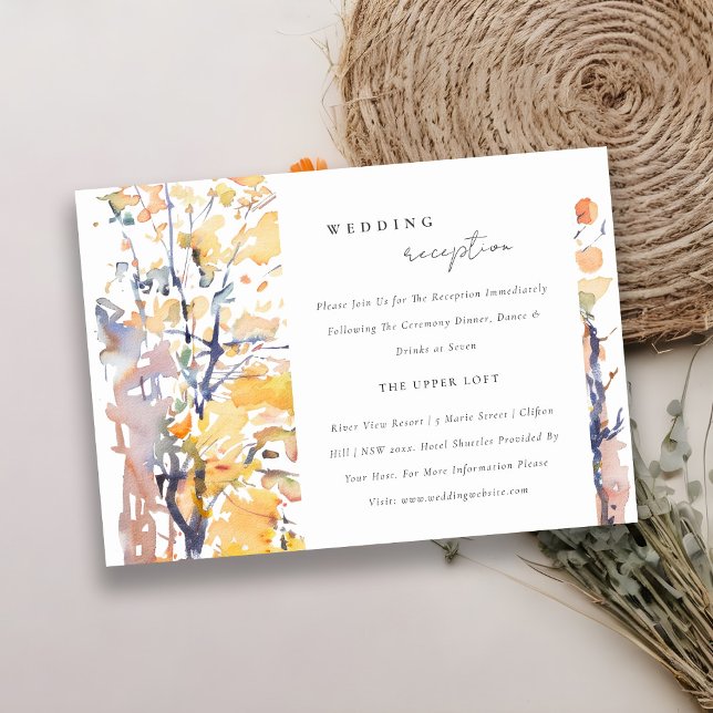 Rustic Pastel Autumn Landscape Wedding Reception Tilläggskort (Skapare uppladdad)