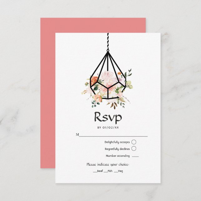 Rustic Pastel Blommigt Terrarium Garden Wedding OSA Kort (Fram/baksida)