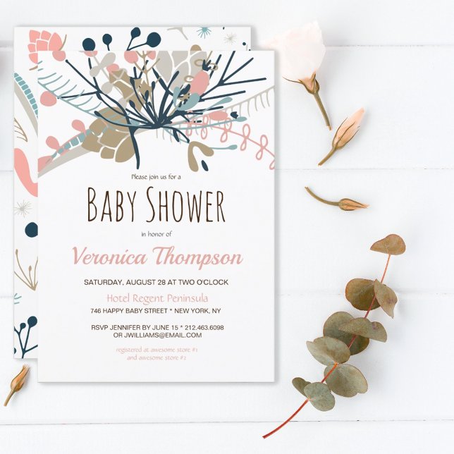 Rustic Pastel Botanical Baby Shower Inbjudningar (Skapare uppladdad)