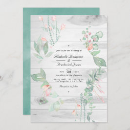 Rustic Pastel Greenery Land Garden Wedding Inbjudningar