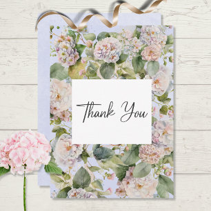 Rustic Pastel Hydrangea Blommigt Monogram Periwink Tack Kort