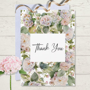 Rustic Pastel Hydrangea Blommigt Monogram White Tack Kort