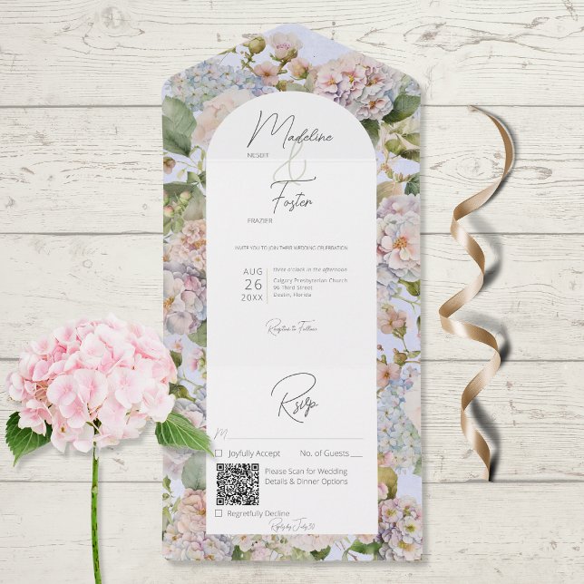 Rustic Pastel Hydrangeas Periwinkle Arch QR-kod (Skapare uppladdad)