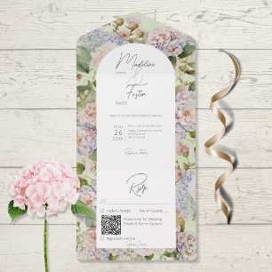 Rustic Pastel Hydrangeas Sage Grönt Arch QR-kod
