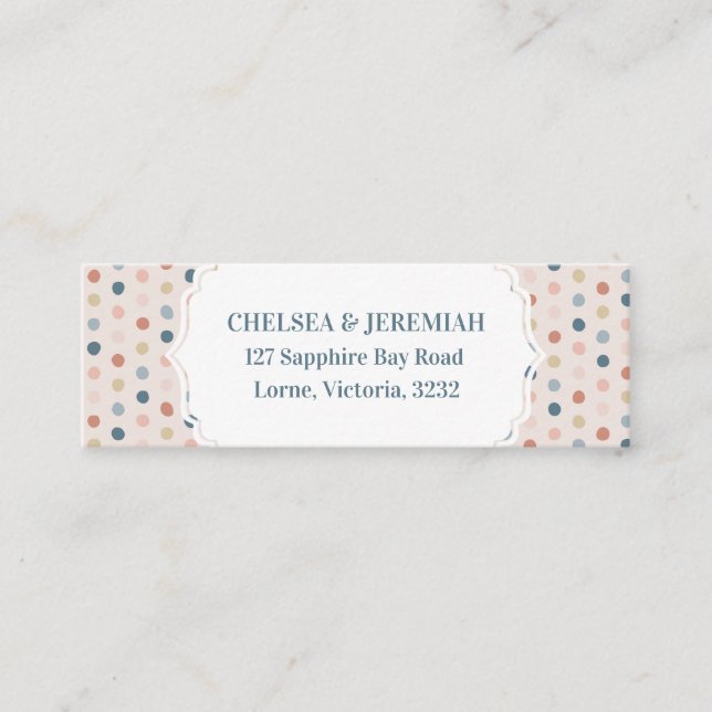 Rustic Pastel Polka Dot Anpassningsbar Adress Card Mini Visitkort (Framsida)