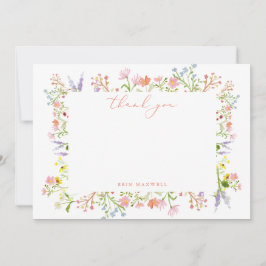 Rustic Pastel Wildblomma Ram Möhippa Flat Tack Kort