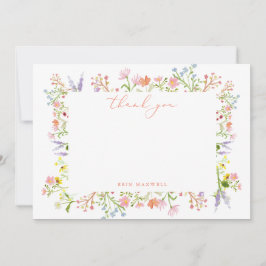 Rustic Pastel Wildblomma Ram Möhippa Flat Tack Kort