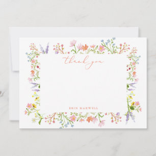 Rustic Pastel Wildblomma Ram Möhippa Flat Tack Kort