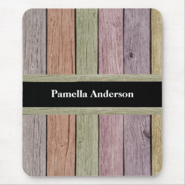 Rustic Pastel Wood Plank Anpassade Namn Musmatta
