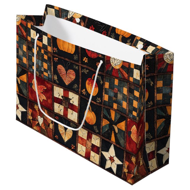 Rustic Patchwork | Folk Art Autumn Quilt Mönster (Framsidan Vinklad)