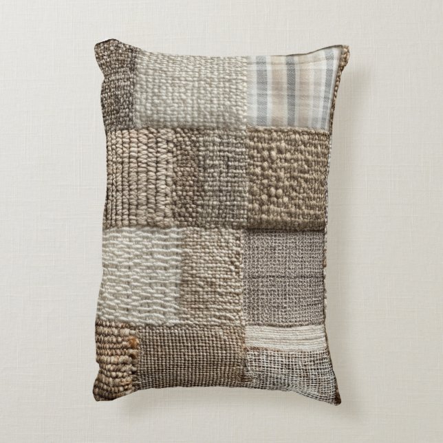 Rustic Patchwork Struktur Pillow Prydnadskudde (Baksidan(Vertikal))