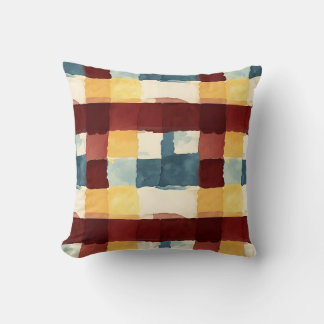 Rustic Patchwork Watercolor Dekorativ kudde