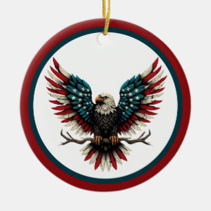 Rustic patriotic American/USA örn Julgransprydnad Keramik