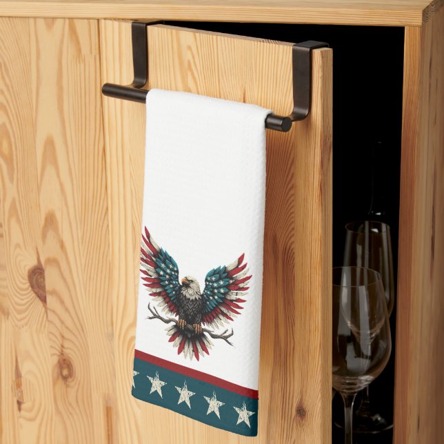 Rustic patriotic American/USA örn Kökshandduk (Thirds Fold)