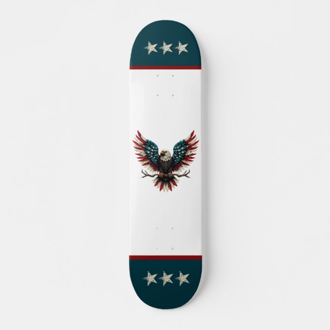 Rustic patriotic American/USA örn Mini Skateboard Bräda 18,5 Cm (Framsida)