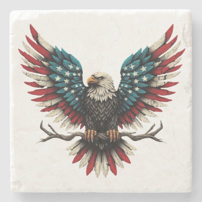 Rustic patriotic American/USA örn Stenunderlägg (Framsidan)