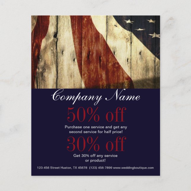 Rustic Patriotic American Wooden Construction Flygblad (Framsidan)