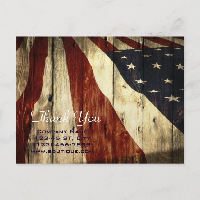 Rustic Patriotic American Wooden Construction Vykort (Framsida)