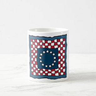 Rustic Patriotic Americana Quilt Mönster USA Art Kaffemugg