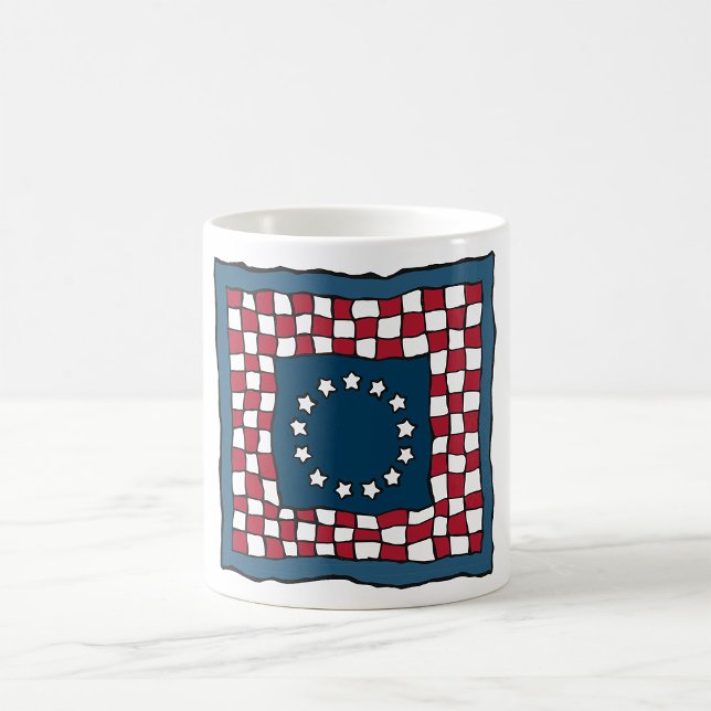 Rustic Patriotic Americana Quilt Mönster USA Art Kaffemugg (Skapare uppladdad)