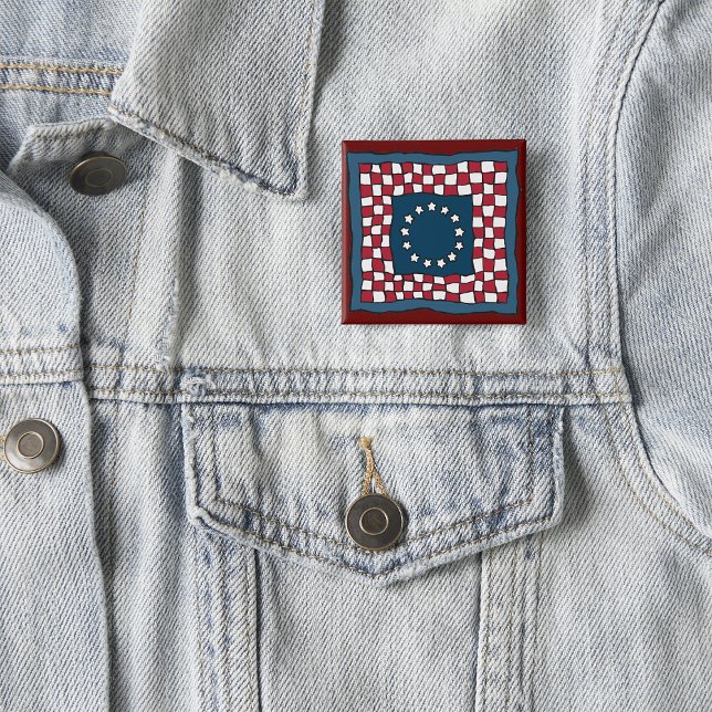 Rustic Patriotic Americana Quilt Mönster USA Art Knapp (Skapare uppladdad)