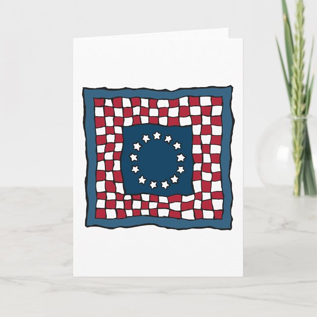Rustic Patriotic Americana Quilt Mönster USA Art Kort (Skapare uppladdad)