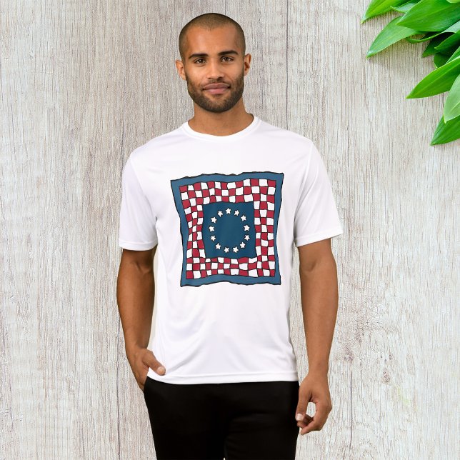Rustic Patriotic Americana Quilt Mönster USA Art T Shirt (Skapare uppladdad)