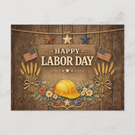 Rustic Patriotic Barnwood Happy Labor Day Helg Vykort
