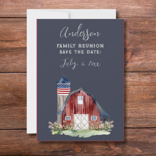 Rustic Patriotic Family Reunion Inbjudningar