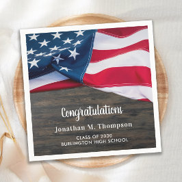 Rustic Patriotic Studenten American Flagga Pappersservett