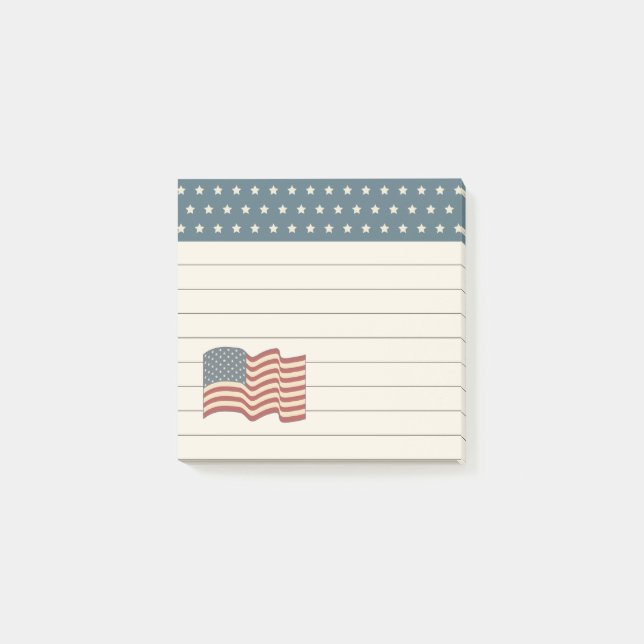Rustic Patriotic United Stater Flagga Post It Note Post-it Block (Framsida)