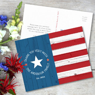 Rustic Patriotic Vintage American Flagga Tack Vykort