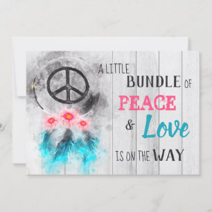 *~* Rustic Peace Kärlek Hippy Neutralt Baby Shower Inbjudningar