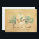 Rustic Peace on Earth Candle Winter Botanical Julkort<br><div class="desc">En elegant sojabandel i citrus och tråd omges av rustika,  frukt och blommor. En mjuk vattenfärgsbakgrund ger den gamla världscharmen. Fred på jorden är skrivet i traditionell kalligrafi. Ditt namn följer.</div>